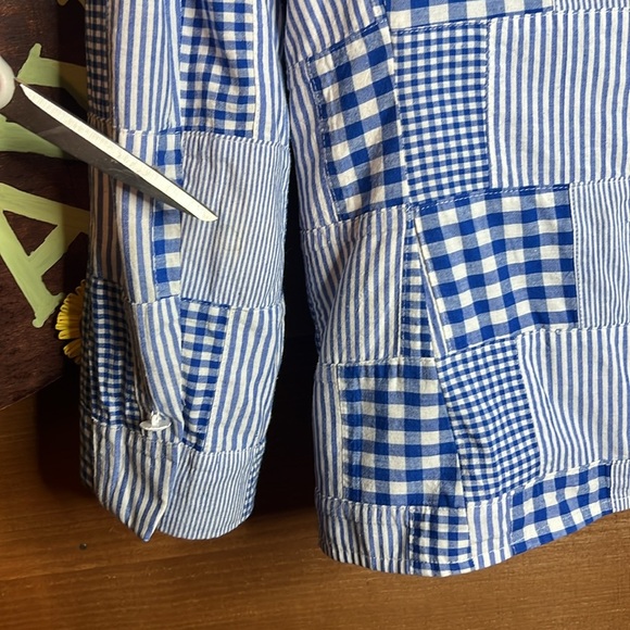 Brooks Brothers Patchwork Buffalo Plaid Blue Quilted Blazer Jacket Preppy Cotton - Picture 13 of 14